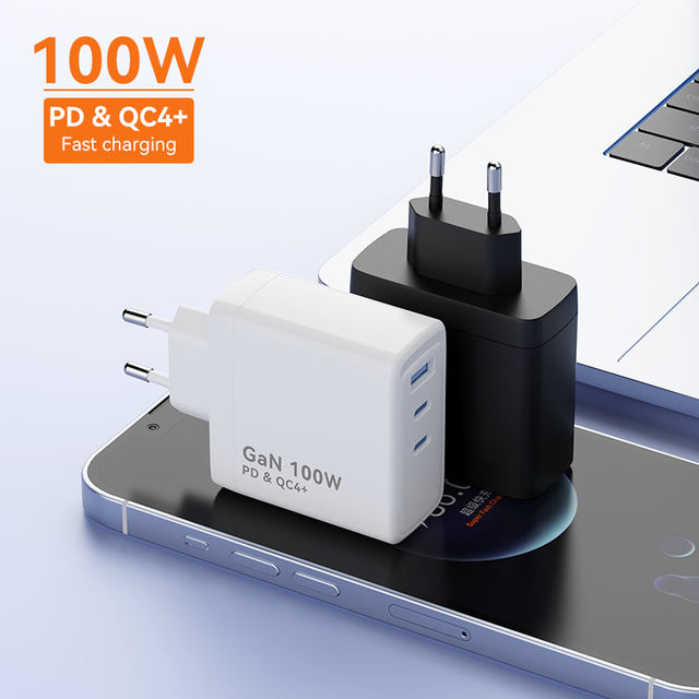 Merryking 100W GaN PD Fast Charger CE KC Approved Custom Logo Multi-Port Charger for Phone iPad Features OTP OVP PD 3.0