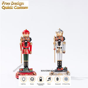 Decoración Navideña de <span class=keywords><strong>Cascanueces</strong></span> - 4 Estilos Giratorios, Recargables, con Música Bluetooth, Iluminación, Chip Inteligente con IA, Adorno de Mesa - Product Image 3