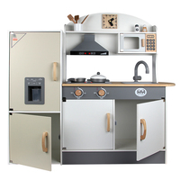 Ensemble de cuisine éducatif en bois pour enfants, jeu d'imitation, cuisinière, réfrigérateur, effets sonores, boîte emballée, jouets de cuisine