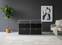 Meuble TV élégant à 4 portes extensible en acier inoxydable - Meuble de bar modulaire et vitrine de salon pour atelier et entrepôt