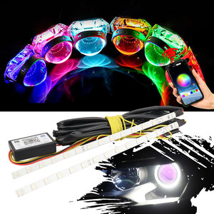 GPRGIT DRL129 23cm RGB LED RGB à commande par application, cercle <span class=keywords><strong>Angel</strong></span> Eye, phare de voiture super lumineux, feux de jour, lampe étanche - Product Image 3