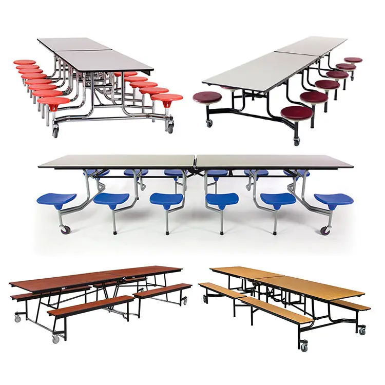 Cartmay School Office Canteen Desk Folding Long Table Foldable Party Dining Table With Chairs Setting