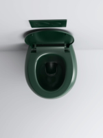 Toilette suspendue au mur de couleur vert foncé au design moderne de luxe de forme ronde toilette murale colorée sans rebord
