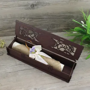 Chất Lượng Cao Hình Chữ Nhật Wedding Lời Mời Hộp Gỗ Cho Scroll Lời Mời