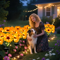 Lampe solaire décorative LED étanche en forme de tournesol pour jardin, pelouse, allée et aménagement paysager