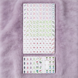 Nouvel ensemble de mahjong américain en acrylique violet clair, 4 couches, de luxe, en <span class=keywords><strong>bambou</strong></span>, pour voyage, 160 tuiles de mahjong gravées personnalisées pour le divertissement - Product Image 6