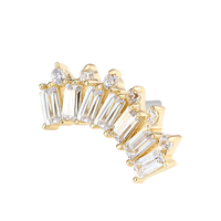Piercing Stories 14K Or Massif Piercing Corps Fanned Baguette Cluster Threadless Lobe Bijoux Top