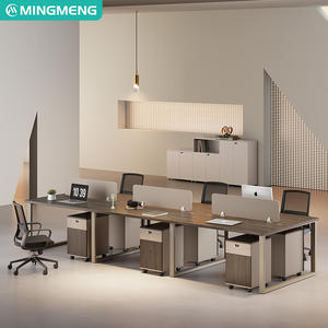 Bureaux de bureau modernes pour 4 à 6 personnes, mobilier de bureau pour employés avec armoires, bureaux informatiques ouverts, bureaux pour employés - Product Image 1