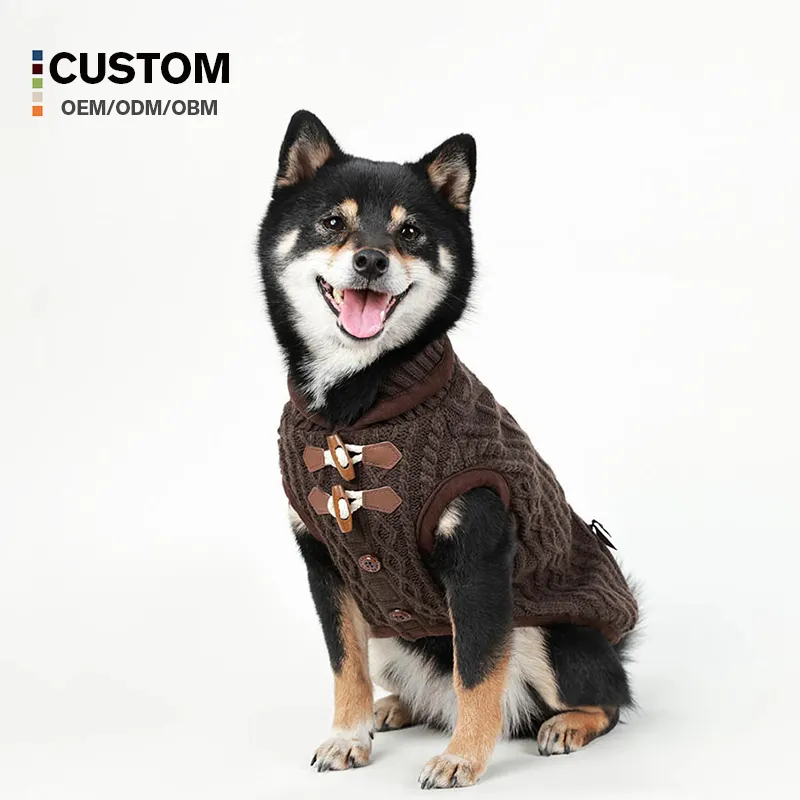 Grosir sweter anjing mewah klasik Sweater anjing rajut berkualitas tinggi pakaian hewan peliharaan modis dari sweter hewan peliharaan Modern