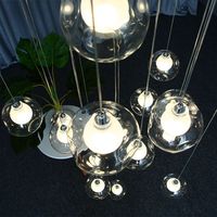 Lampes en verre pour salon Salle à manger de luxe Lustres décoratifs en cristal Suspension sphérique et lampe à bulles