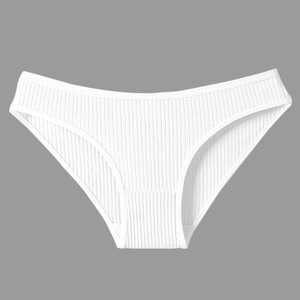 Culottes Bikini Femme Blanches en Coton Tricoté Côtelé Respirant Couleur Unie Taille Moyenne Confortables Douces Extensibles Sous-vêtements OEM - Product Image 4