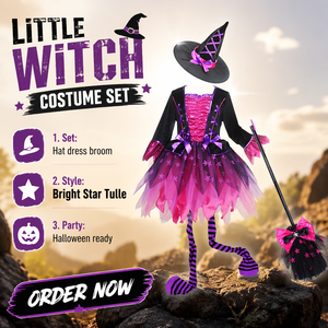 <span class=keywords><strong>Costume</strong></span> da <span class=keywords><strong>Strega</strong></span> Luminoso per Bambine in Poliestere, Set per Cosplay di Halloween, Vestito da Piccola <span class=keywords><strong>Strega</strong></span> Principessa - Product Image 2
