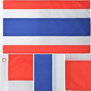 การส่งเสริมการขายสินค้า Banderas De Paises แบนเนอร์ออกแบบกลางแจ้งบินธง100% ไนลอนที่กำหนดเองประเทศไทยธง
