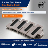 Chaîne à plateaux plats 880TAB-K325G en POM Acetal avec dessus en caoutchouc pour table d'accumulation et ligne de produits surgelés