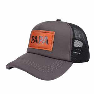 High Quality 6-Panel 112 Cap Style Structured Mesh Trucker Hat Leather Patch Logo Retro Theme Portable Gravure Printed for <b>Gifts</b> - Product Image 6