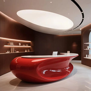 Bureau de réception extensible moderne rouge personnalisé imprimé en 3D, moulage monobloc avec forme incurvée complexe pour les bureaux et les hôtels - Product Image 6