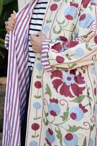 Veste en coton matelassée à boutons, motif floral, écologique, Suzani, automne-hiver, longueur régulière, brodée, pour femmes - Product Image 5