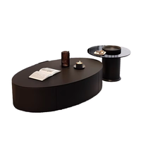 Ensemble de tables basses gigognes en bois de luxe italien OEM, design moderne et durable, avec rangement intégré et plateau en marbre, mobilier de salon dissimulé