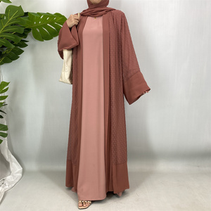 Super grande sconto prezzo $9.9 Chiffon Open Abaya con Hijab di alta qualità due pezzi Muslim Abaya fabbrica di moda all'ingrosso 1937 # - Product Image 3