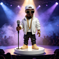 Figurine en résine personnalisée de rappeur hip-hop, figurine de star du rap à collectionner avec microphone, décoration de bureau et de tableau de bord de voiture