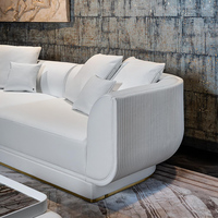 Factory Direct Villa House Italienisches Licht Luxus Samt Stoff Sofa Set Möbel Wohnzimmer Modern Weiß Luxus Sofa Set