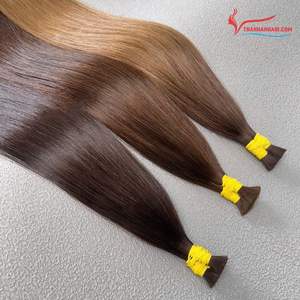 Extensions de cheveux vierges Remy blondes lisses 100 % vietnamiennes Thanh, prêtes à être expédiées, toutes couleurs, teintables, 100 g en vrac, brutes - Product Image 5