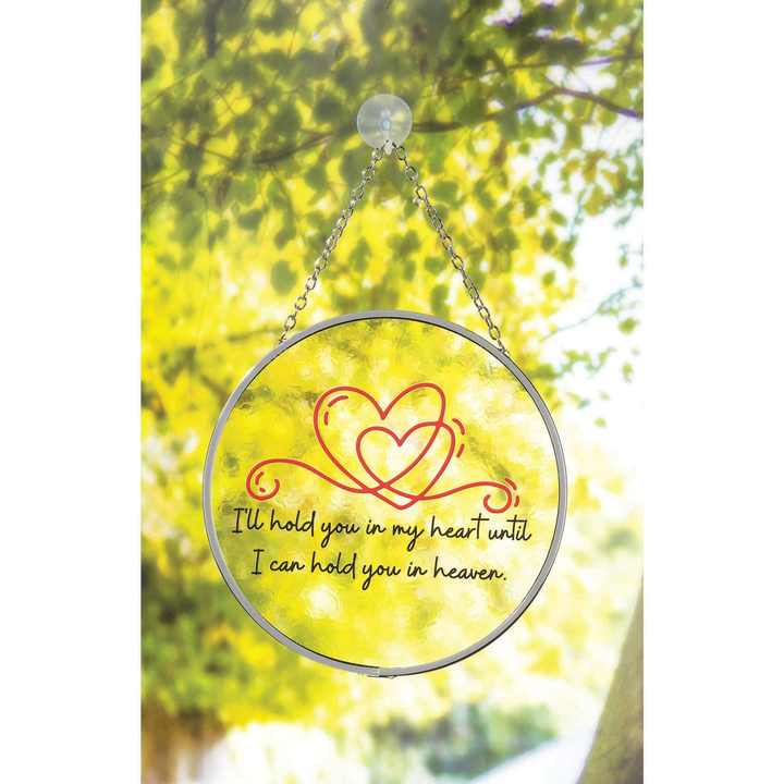 TD Modern Art Deco Sun Catcher Outdoor Home Decoration with Suction Cup 'I'll Hold You in My Heart' Design