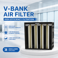 Elemen Filter Udara Tipe W Efisiensi Tinggi Bingkai Plastik Filter V Bank