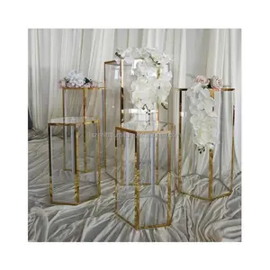 Bestseller Pentagon Acryl Clear Plint Dessert Tafel Bruiloft Pijler Met Ballon Voor Bruiloft