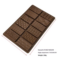 Moule en silicone rectangulaire 12 cavités pour chocolat, style Dubaï, best-seller transfrontalier, facile à démouler, résistant aux hautes températures, pour gâteaux