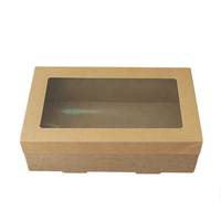 Boîte en papier kraft brun de qualité alimentaire avec fenêtre en PET, boîte rectangulaire en papier recyclable pour emporter, pour fruits, sandwichs, vente au détail