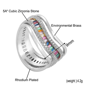 Nhà Máy Bán Buôn Nhiều Màu Hình Dạng Không Thường Xuyên Của Nam Giới Nhẫn Iced out Brass Vàng Mạ <span class=keywords><strong>Baguette</strong></span> Cubic Zirconia Người Đàn Ông Sang Trọng Nhẫn - Product Image 2