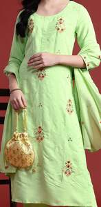 Espejo Bordado Trabajo Kurta Con Pantalones & Dupatta - Product Image 3