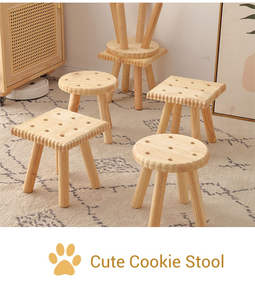 Vente chaude Tabouret en forme de biscuit personnalisé avec logo moderne, écologique, durable, tabouret bas pour salon, chambre, école, café, boutique, en vrac - Product Image 4