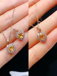 שרשרת קריסטל צהובה טבעית, בסגנון רטרו יוקרתי, תכשיטי שרשרת מתנה רטרו פשוטים לנשים - Product Image 4