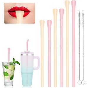 Pailles en silicone réutilisables pour gobelets de 40oz et 30oz, brosses de nettoyage, longueur réglable, pailles à boire souples pour grandes tasses - Product Image 1