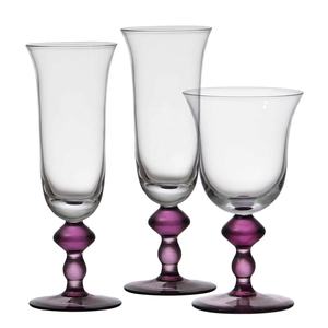แก้ว<span class=keywords><strong>แชมเปญ</strong></span>สำหรับงานแต่งงานทำจากแก้วทรงสูงทำจากคริสตัลก้านทรงสูงสีม่วงหรูหรา - Product Image 1