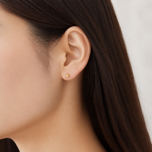 Boucles d'oreilles clous en or 14 carats plaqué sous vide, boucles d'oreilles géométriques minimalistes en acier inoxydable de 4 mm - Product Image 5