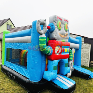 Castillo inflable comercial para niños con tobogán y zona de saltos, modelo Aufblasbare Robot-Hupfburg. - Product Image 5
