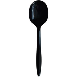 Cuillère à soupe jetable en polypropylène noir de poids moyen, emballée individuellement, 1000/carton - Product Image 4