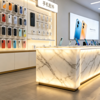 Exhibidor de Acrílico Personalizado con Diseño Moderno de Mármol Natural para Teléfonos Celulares, Mostrador para Hotel, Tienda de Celulares, Estante de Exhibición
