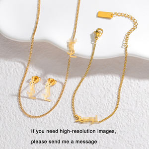 Женское ожерелье, браслет из нержавеющей стали, 4 шт., набор украшений из Гуанчжоу, Xijiao, строительный ювелирный рынок, оптовая продажа - Product Image 2