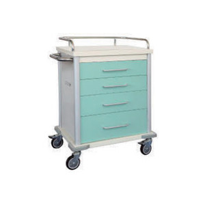 Mobile nursing workstation with light green color scheme, multi-layer <b>drawers</b>, side-mounted accessory and <b>tool</b> cart, mobile - Product Image 3