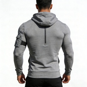 YOUMI 定制 OEM 多口袋纯色透气环保修身套头衫涤棉夏季跑步锻炼男式 - Product Image 2