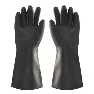 Оптовая продажа кислотно-щелочестойкие черные латексные водонепроницаемые утолщенные промышленные защитные перчатки