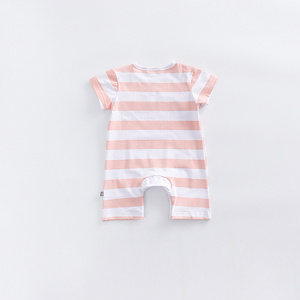 Boutique en ligne Chine Vente en gros Vêtements pour bébés nouveau-nés Combinaison à manches courtes rayée pour bébé - Product Image 6