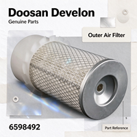 Filtre à air extérieur authentique 6598492 pour excavatrice Doosan Develon, pièce de rechange OEM compatible avec la série DX, qualité supérieure