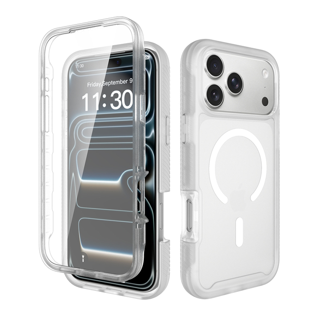 Luxury Full Protection Coque Magnetic 360 Protection TPU+PC clear Back Cover Built-in Screen Protector iPhone 17 Pro Max Case