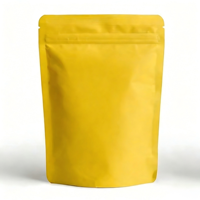 Sachet plastique personnalisé jaune mat imprimé pour emballage alimentaire, pochette refermable à fermeture éclair pour café en grains, thé et préparations instantanées