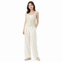 Gilet en crochet personnalisé OEM pour femme, sans manches, col en V, tricot ajouré, style décontracté ou de bureau, vente en gros